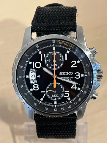 7T94-0AH0 SEIKO 크로노그래프 블랙 손목시계 쿼츠