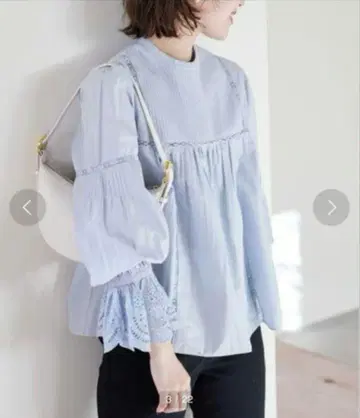 SLOBE IENA 핀턱 레이스 블라우스