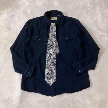 90s 빈티지 넥타이 셔츠 샤모아크로스 올 패턴 실크 100%