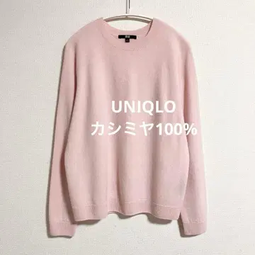유니클로 3D 캐시미어 크루넥 스웨터 핑크 L