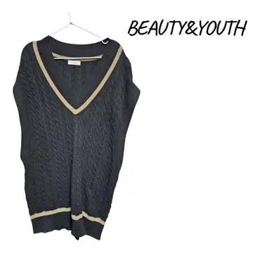 BEAUTY&YOUTH 다크 그레이 V넥 니트 베스트