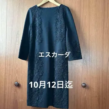 ESCADA 에스카다 레이스 장식의 블랙 원피스 택 포함 미사용 34