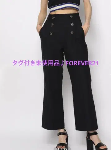 택 포함 미사용품 FOREVER 21 블랙 마린 와이드 팬츠 S