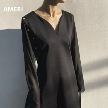 AMERI 블랙 롱 원피스