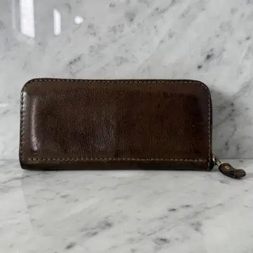 일본제 HERZ 헬츠 장지갑 라운드 지퍼 천연 가죽 올리브