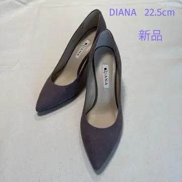 새상품 DIANA 22.5cm 천연 가죽 스웨이드 퍼플 힐 6.5cm