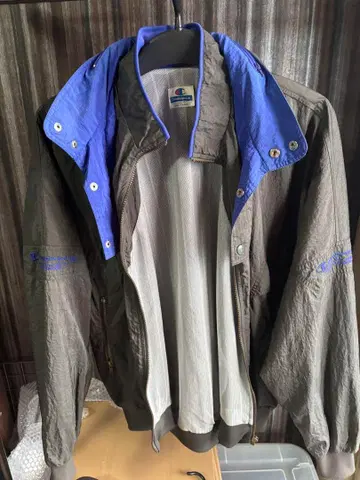 Champion 나일론 자켓 M 그레이/블루