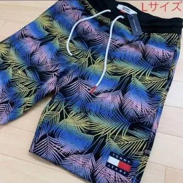 레어 Tommy Hilfiger [ L ] 트리컬 올 패턴 로고 숏팬츠