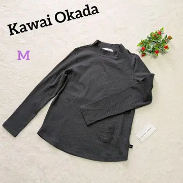 [ 미사용 새상품 ] Kawai Okada 리브 다크 그린 긴팔 상의 M
