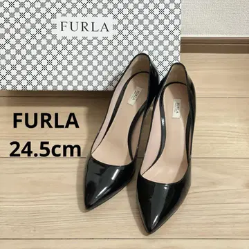 FURLA 스틸레토 펌프스 에나멜 블랙 36.5 24.5cm