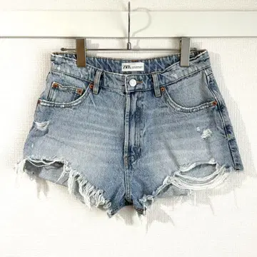 ZARA 자라 데님 데미지 숏 팬츠 무지
