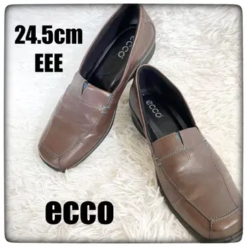 컨디션 최상 ECCO 에코 천연 가죽 로퍼 브라운 24.5cm