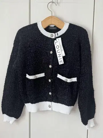 LOUNIE 가디건 [F] 블랙 x 화이트 새상품 택 포함
