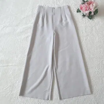 와이드 팬츠 허리밴딩 밑단 컷팅 부드러운 베이지 M