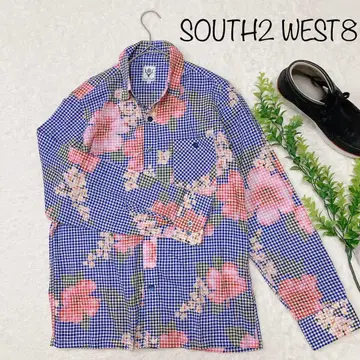 SOUTH2 WEST8 꽃무늬 긴팔 셔츠 컬러풀 디자인 셔츠 S 사이즈