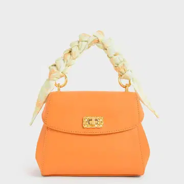 찰스앤키스 유라니 스카프 플랩 탑 핸들 백 오렌지