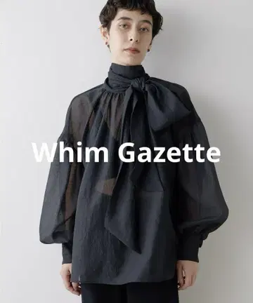 Whim Gazette 오간자 보우 블라우스 블랙 24AW 긴팔