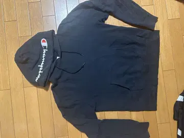 Champion 블랙 후드티 XL