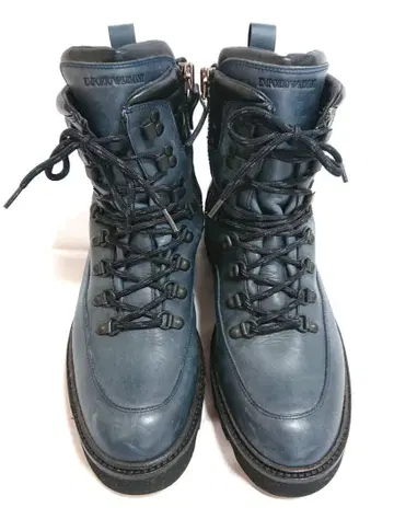 EMPORIO ARMANI 네이비 가죽 하이컷 부츠 사이즈 7