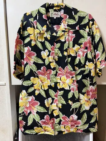 빈티지 반팔 하와이안 셔츠 검 듀크 카하나모쿠 카메하메하 마카나레이