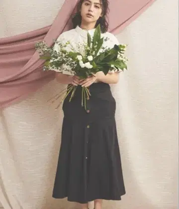 블랙 플레어 스커트 M 사이즈