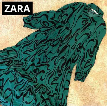 ZARA 자라 롱 원피스 마블 패턴 올 패턴 레이온 M