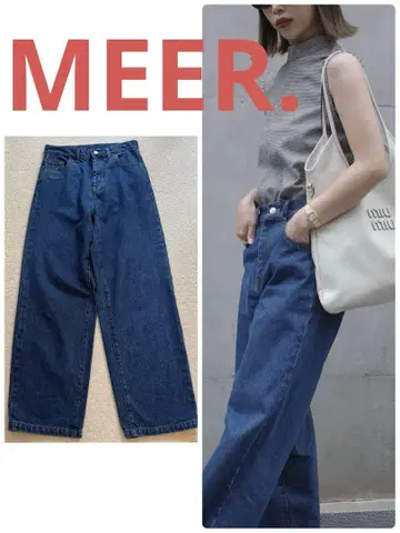 새상품급 MEER. 스트레이트 소프트 와이드 데님 M 인디고