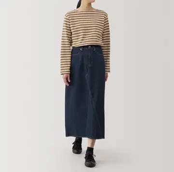 [MUJI] 여성 나무 열매에서 만든 카포크 혼방 데님 A라인 스커트