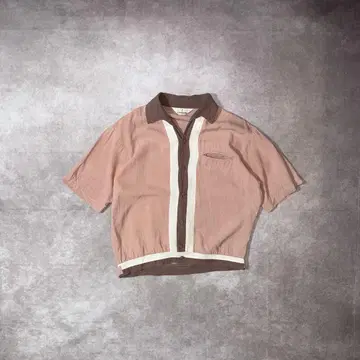 50s~60s s/s rayon shirt box silhouette