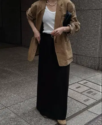 완판 ETRE TOKYO 센터 심 I 라인 스커트 롱 스커트