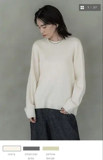 새상품급 crewre 카비시임 리브 풀오버 ivory