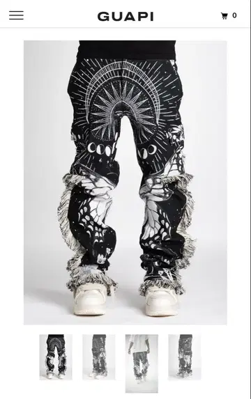 GUAPI 옵시디언 블랙 태피스트리 팬츠 38