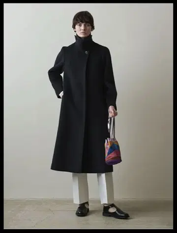 스티븐 앨런 네이비 울 비버 텐트 코트