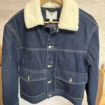 H&M 보아 카라 부착 데님 자켓 XS