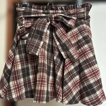 LIZLISA 브라운 체크 플레어 스커트