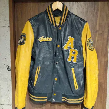 90s Vintage Aviatrix 가죽 자켓 바시티 자켓