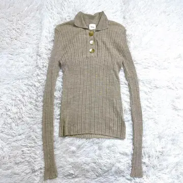 새상품급 Spick&Span 24FW 빅 버튼 폴로 시어 니트 리브