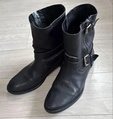 엔지니어 부츠 ZARA 40 25cm 25.5cm 블랙 천연 가죽