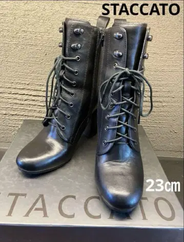 [ STACCATO ] 스타카토 레이스업 숏부츠 가죽 블랙 23cm