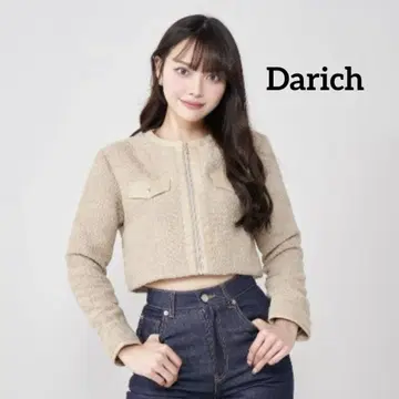 [ 새상품급 ] Darich 다리치 라인 가죽 트위드 자켓 베이지