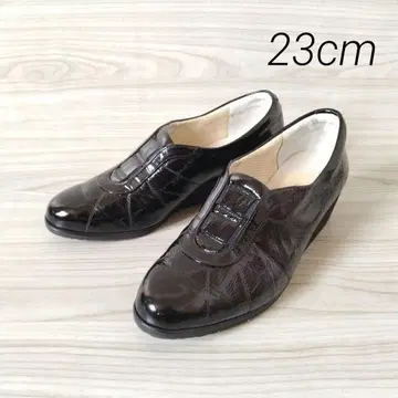 긴자 요시노야 패턴트 레더 프론트 고어 스니커즈 웨지솔 블랙 23cm
