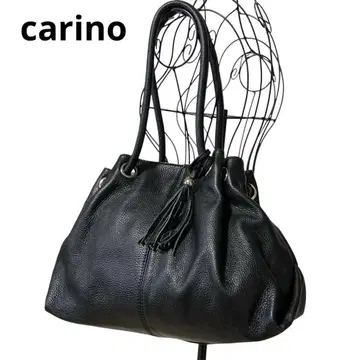CARINO 카리노 소가죽 토트 핸드백 가죽 태슬 블랙 A4