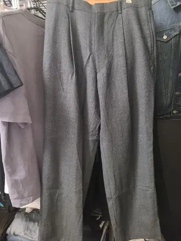 재팬 빈티지 그레이 와이드 울 슬랙스 100%