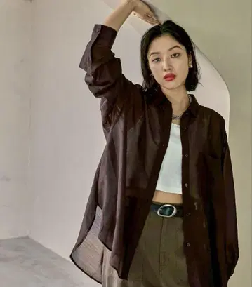 [이번 시즌 완판] 새상품 미사용 렙심 시어 긴팔 셔츠 브라운