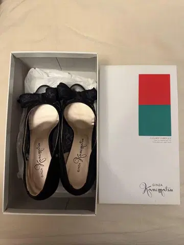 긴자 카네마츠 레이스 블랙 펌프스 22.5cm