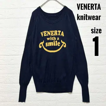 VENERTA 넬타 코튼 니트 긴팔 얇은 소재 네이비 [ 1 ]