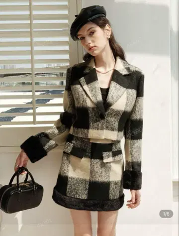 shein 체크 숏 자켓