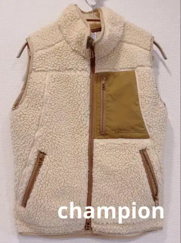 Champion 플리스 베스트 크림색