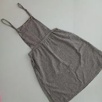 클라우드나인 오버롤 스커트 깅엄 체크 에이프런 면린넨