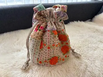 캄바디아 퀼트 핸드메이드 자수 복조리백 핸드백 인도